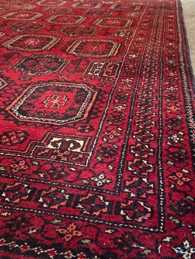 Tapis d'Orient Baloutche Boukhara laine réalisé main Afghanistan Turkménistan