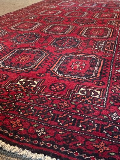 Tapis d'Orient Baloutche Boukhara laine réalisé main Afghanistan Turkménistan