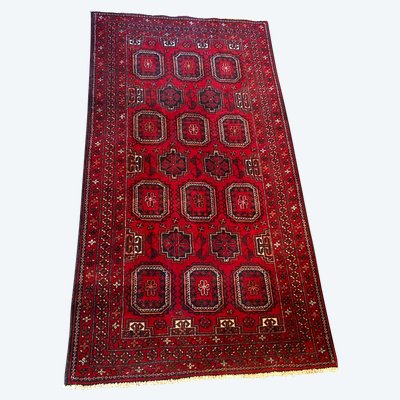 Tapis d'Orient Baloutche Boukhara laine réalisé main Afghanistan Turkménistan