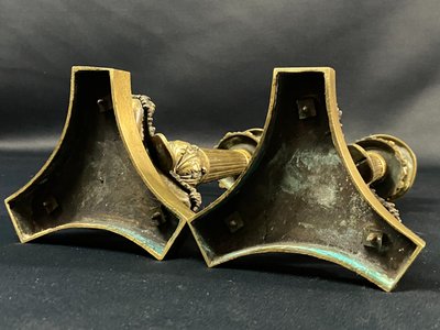 Pair of Restauration-period gilt bronze and chased candlestick torches