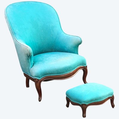 Poltrona Louis Philippe con poggiapiedi, 1950 circa