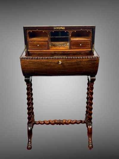 ORIGINAL MARQUETRY WORK IN THE CHARLES X PERIOD OPENING WITH A CYLINDER