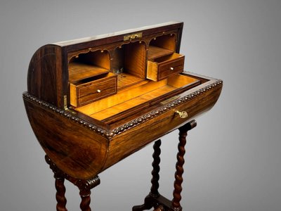 ORIGINAL MARQUETRY WORK IN THE CHARLES X PERIOD OPENING WITH A CYLINDER