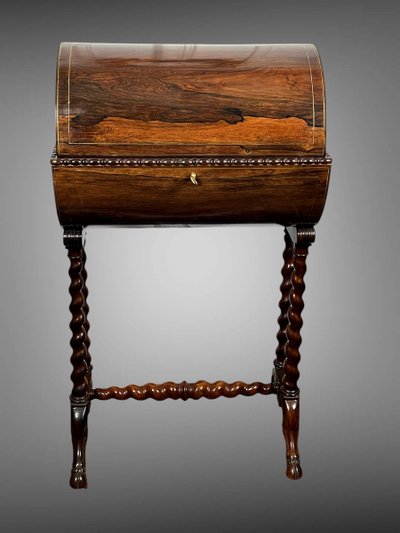 ORIGINAL MARQUETRY WORK IN THE CHARLES X PERIOD OPENING WITH A CYLINDER