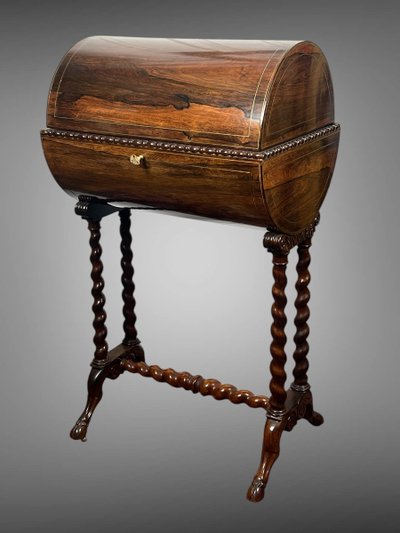 ORIGINAL MARQUETRY WORK IN THE CHARLES X PERIOD OPENING WITH A CYLINDER