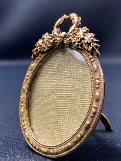 Gilded bronze miniature frame, late 19th century, Louis XVI style