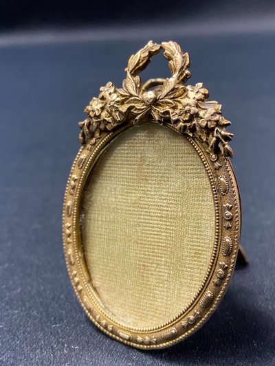 Gilded bronze miniature frame, late 19th century, Louis XVI style