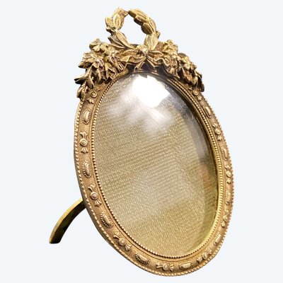 Gilded bronze miniature frame, late 19th century, Louis XVI style
