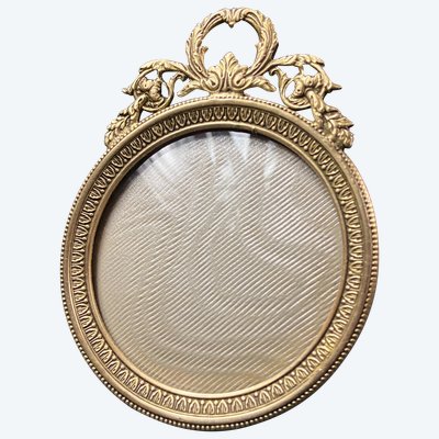 Cadre miniature à poser ou à suspendre en bronze doré fin XIXe style Louis XVI