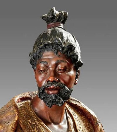 Friedrich Goldscheider (1845 - 1897). Busto in terracotta policroma circa 1890