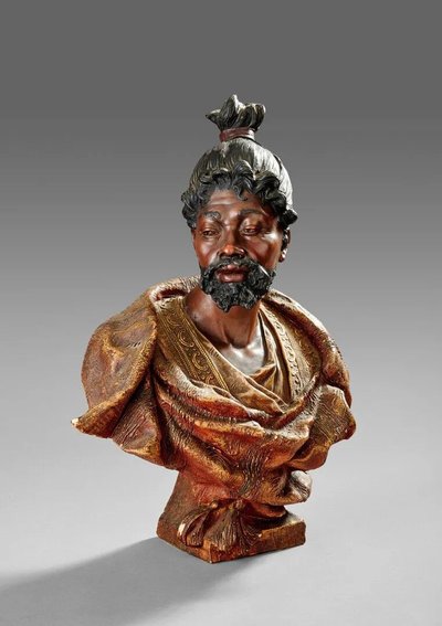 Friedrich Goldscheider (1845 - 1897). Busto in terracotta policroma circa 1890