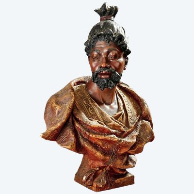 Friedrich Goldscheider (1845 - 1897). Busto in terracotta policroma circa 1890