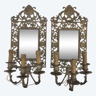 Pair of mirrored sconces, 19th century