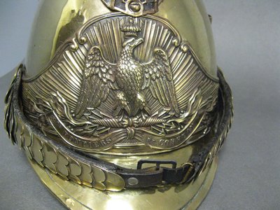 Casque De Sapeur Pompier Mle 1855 De La Commune De Corpeau Second Empire Napoléon III.