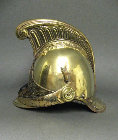Casque De Sapeur Pompier Mle 1855 De La Commune De Corpeau Second Empire Napoléon III.