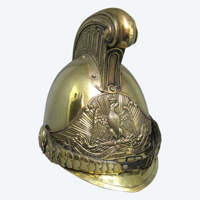 Casque De Sapeur Pompier Mle 1855 De La Commune De Corpeau Second Empire Napoléon III.