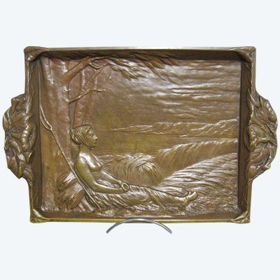 Niedriges Relief Aus Bronze Signiert Bénard. Jugendstil.
