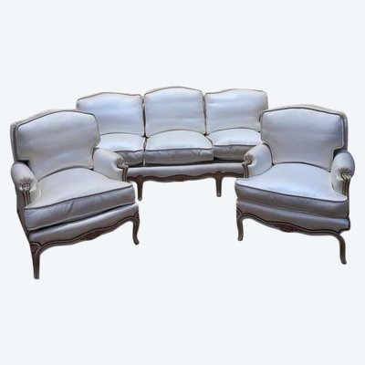 Sofa lounge and pair of Louis XV style armchairs