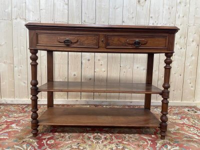 Console era Napoleon III in walnut and white marble