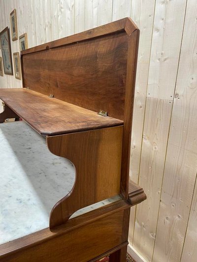 Console era Napoleon III in walnut and white marble