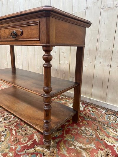 Console era Napoleon III in walnut and white marble