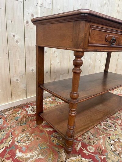 Console era Napoleon III in walnut and white marble