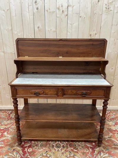 Console era Napoleon III in walnut and white marble