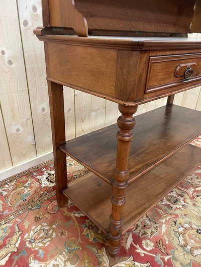 Console era Napoleon III in walnut and white marble