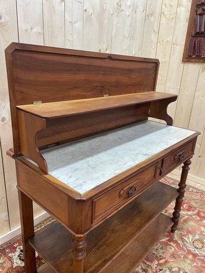 Console era Napoleon III in walnut and white marble