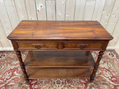 Console era Napoleon III in walnut and white marble