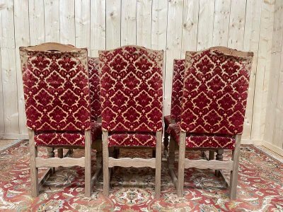 Suite di 6 sedie Louis XIII - High Era in Oak