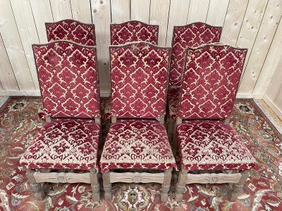 Suite di 6 sedie Louis XIII - High Era in Oak