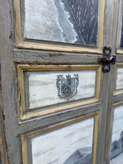 Paar Türen Louis XVI aus dem 19. Jahrhundert schöne Patina und Malerei