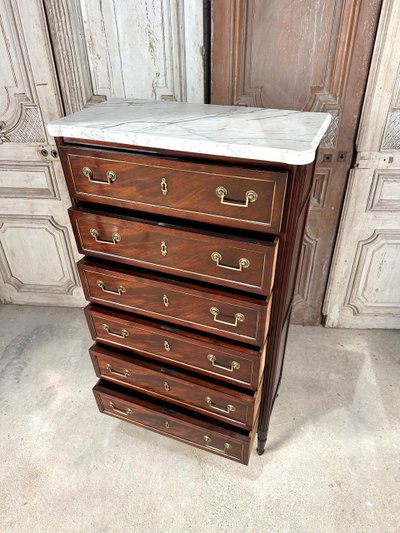 Louis XVI style mahogany weekly cabinet, 19th century