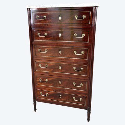 Louis XVI style mahogany weekly cabinet, 19th century