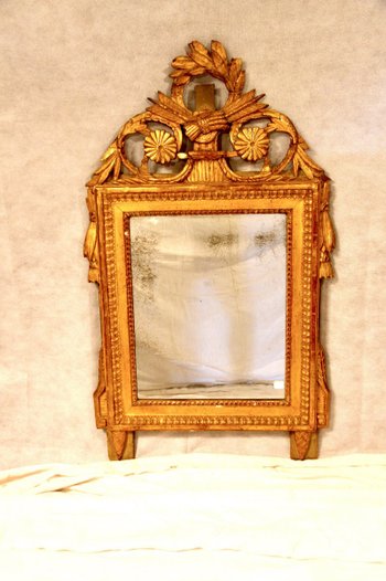 Miroir En Bois Doré D’époque Louis XVI, XVIIIe Siècle