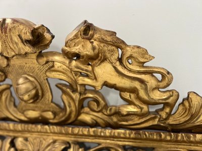 Miroir a pare closes de style Louis XIV en bois et stuc doré XIX siècle