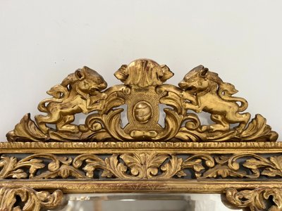 Miroir a pare closes de style Louis XIV en bois et stuc doré XIX siècle