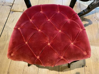 Pair of Napoleon III chairs, raspberry red velvet upholstered seats