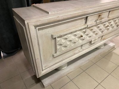 Credenza Art Déco di Charles Dudouyt in rovere sbiancato, circa 1930/1940