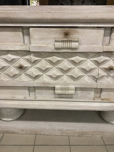 Credenza Art Déco di Charles Dudouyt in rovere sbiancato, circa 1930/1940