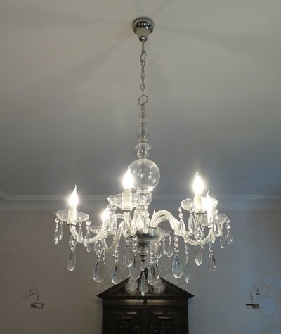 Lampadario con nappa in vetro