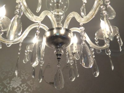 Lampadario con nappa in vetro