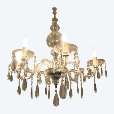 Lampadario con nappa in vetro