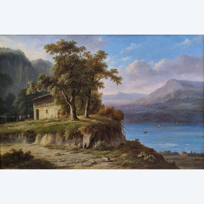 Jean-Baptiste COENE - Animated landscape on the edge of a mountain lake