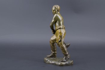 Bronzo raffigurante un operaio alla mazza, Andor Ruff (1885 - 1951)
