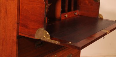 Cassettiera militare o navale in mogano biondo con scrittoio - XIX secolo