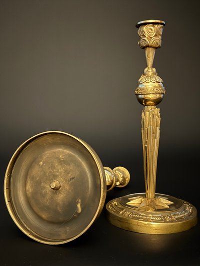 Claude Galle, Pair of Zephyr Candlesticks from the Empire Period.