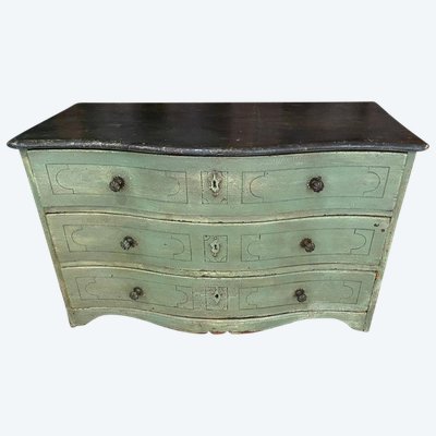 Cassettiera a balestra in abete dipinto del XVIII secolo (ht 75 X 120 X 60 cm)