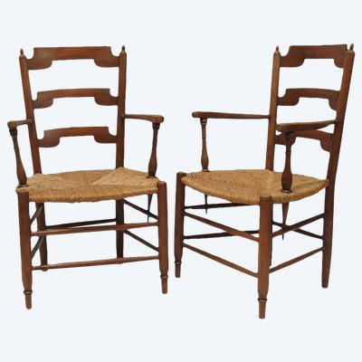 Coppia di poltrone rustiche in betulla Neo 1950 circa